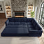 LLappuil Sectional Sofa, Pull Out Sofa Bed King Size, 6 Seat Chenille Sofa Couch Convertible Sleeper Sofa Bed for Living Room Blue