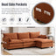 LLappuil Sectional Sofa, 4 Seat Corduroy Cloud Sofa Couch with Reversible Ottoman for Living Room Orange