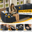 LLappuil 110" Sectional Sofa, Modular Sectional Couch Convertible Sofa Bed, 7 Seat Corduroy Sofa Couch with Movable Ottoman, Hidden Armrest Storage & USB Charging Ports Dark Gray