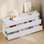 LLappuil TV Stand with Drawers, 6 Drawer Dresser for Bedroom, Chest of Drawers with LED Light White