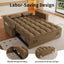 LLappuil Pull Out Sofa Bed Full Size, 65" Loveseat Sofa Convertible Sofa Bed, Chenille Sofa Couch with Small Toptable, Charging Port, Hidden Storage Armrest for Living Room Khaki