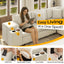LLappuil Sectional Sofa, 110" Sectioanl Couch with Movable Ottoman Convertible Sofa Bed, 7 Seat Corduroy Sofa Couch with Hidden Armrest Storage & USB Charging Ports for Living Room Beige
