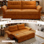 LLappuil Pull Out Sofa Bed Queen Size, Loveseat Sofa Convertible Sleeper Sofa Bed, Velvet Sofa Couch with Adjustbale Armrest, USB Charging Port for Living Room Orange