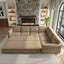 LLappuil Sectional Sofa, Pull Out Sofa Bed King Size, 6 Seat Chenille Sofa Couch Convertible Sleeper Sofa Bed for Living Room Camel