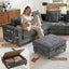 LLappuil 147" Modular Sectional Sofa, Sectional Couch with 2 Movable Coffee Table Ottoman, Oversized 6 Seat Chenille Sofa Couch for Living Room Dark Gray
