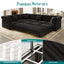 LLappuil 115" Sectional Sofa, Oversized Sectional Couch with Pull Out Sofa Bed King Size, Velvet Button Tufted Chesterfield Sofa Couch with Trim Rolled Arms for Living Room Black