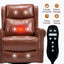 LLappuil Recliner Chair, 360° Swivel Massage Recliner Chair with Heat, Genuine Leather Nursery Glider Rocker Manual Recliner Chair with Side Pockets for Living Room, Bedroom Dark Brown