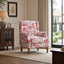 LLappuil Accent Chair, Mid-century Wingback Single Sofa Chair with Nailhead Trim Armrest, Flower Printed Polyester Fabric Reading Chair for Living Room