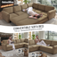 LLappuil Sectional Sofa Couch, Oversized Chenille Sofa with Pull Out Sofa Bed for Living Room Camel