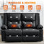 LLappuil Loveseat Recliner Chair, Massage Recliner Chair with Heating, Manual Oversized Recliner Home Theater with Cup Holders, Side Pocket for Adults Black