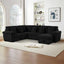 LLappuil 110" Sectional Sofa, Oversized Sectional Couch with Pull Out Sofa Bed, 6 Seat Corduroy Sofa with USB Port Corner Coffee Table Cup Holder Convertible Sofa Bed for Living Room Black