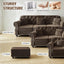 LLappuil Single Sofa Chair for Modular Sectional Sofa, Velvet Reading Accent Chair for Living Room Brown