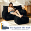 LLappuil Loveseat Sofa, 2 Seater Lazy Sofa Couch with Ottoman, Corduroy Bean Bag Chair for Living Room, Bedroom, Home Office Black