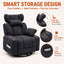 LLappuil Chenille Recliner Chair, 360° Swivel Reclining Chair with Detachable Adjustable Neck Pillow, Manual Nursery Glider Rocker Recliner Chair for Living Room Blue