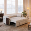 LLappuil Loveseat Sofa, Pull Out Sofa Bed Queen Size, Corduroy Sofa Couch with 360° Swivel Tabletop, USB Charging Port, Cup Holder for Living Room Beige