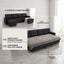 LLappuil 112" Sectional Sofa, Mid-Century U Shaped Sectional Couch with Pull Out Sofa Bed, Convertible Sofa Bed with Storage Chaise for Living Room, Foil Fabric Brown