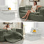 LLappuil Sectional Sofa Bed, Futon Convertible Sofa Bed King Size, Plush Corduroy Loveseat Sofa Couch for Living Room Green