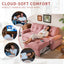LLappuil 77" Pull Out Sofa Bed Queen Size, Loveseat Sofa Convertible Sleeper Sofa Bed, Flannelette Fabric Sofa Couch for Living Room Pink