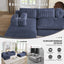 LLappuil Sectional Sofa, Oversized 138" Sectional Couch Convertible Sofa Bed, 6 Seat Corduroy Sofa Couch with Side Pocket for Living Room, No Assembly Blue