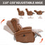 LLappuil Recliner Chair, 360° Swivel Massage Recliner Chair with Heat, Genuine Leather Nursery Glider Rocker Manual Recliner Chair with Side Pockets for Living Room, Bedroom Light Brown
