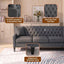 LLappuil Sectional Sofa, 103" x 103" Chesterfield Sofa with Nailhead, 7 Seat Chenille Tufted Couch for Living Room Gray