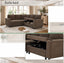 LLappuil 76" x 76" Sectional Sofa, Sectional Couch with Pull Out Sofa Bed Twin Size, 4 Seat Sofa Couch with Cup Holders & Side Pocket Convertible Sofa Bed for Living Room, Polyester Brown