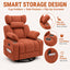LLappuil Chenille Recliner Chair, 360° Swivel Reclining Chair with Detachable Adjustable Neck Pillow, Manual Nursery Glider Rocker Recliner Chair for Living Room Blue