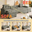 LLappuil Sectional Sofa, U Shaped Sectional Couch with Pull Out Sofa Bed, Chenille Convertible Sleeper Sofa Bed with Chaise, Removable Armrests, USB Ports Light Gray