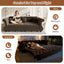 LLappuil 98" Pull Out Sofa Bed King Size, Oversized Chesterfield Velvet Sofa with Flower Tufting, Loveseat Sofa Couch Convertible Sofa Bed for Living Room Brown