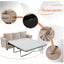 Lappuil 82" Pull Out Sofa Bed Queen Size, Mid-century 3 Seat Sofa with 3.35" Memory Foam Mattress, Convertible Sofa Bed with Rivet Handrail Armrest for Living Room Dark