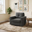LLappuil 360° Swivel Accent Chair, Mid-century Living Room Chair, Single Sofa Reading Chair for Living Room, Nubby Woven Fabric