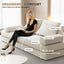 LLappuil King Size Convertible Sofa Bed, 87" DIY Chenille Sofa Couch with Deep Seat for Living Room Beige