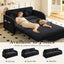 LLappuil Pull Out Sofa Bed Full Size, Loveseat Sofa Covertible Sofa Bed, Chenille Sofa Couch with USB Port, Side Pocket for Living Room Black