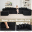 LLappuil 146" Sectional Sofa, U Shaped Sectional Couch with Chaise, 5 Seat Corduroy Sofa Convertible Sleeper Sofa Bed for Living Room Black