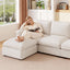 LLappuil Sectional Sofa, Cloud Sectional Couch with Movable Ottoman, 4 Seat Chenille Sofa Couch for Living Room Beige