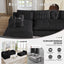 LLappuil Sectional Sofa, Oversized 138" Sectional Couch Convertible Sofa Bed, 6 Seat Corduroy Sofa Couch with Side Pocket for Living Room, No Assembly Black