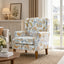 LLappuil Accent Chair, Mid-century Wingback Single Sofa Chair with Nailhead Trim Armrest, Flower Printed Polyester Fabric Reading Chair for Living Room
