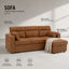LLappuil Sectional Sofa, 83" Sectional Couch with Storage Chaise, Pull Out Sofa Bed Convertible Sofa Bed with Cup Holder for Living Room, Foil Fabric Brown