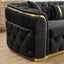 LLappuil Sectional Sofa, 111" Chesterfield Sofa with Curved Arm Button Tufted, Velvet Cloud Sofa Couch for Living Room Black