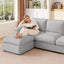 LLappuil Sectional Sofa, Cloud Sectional Couch with Movable Ottoman, 4 Seat Chenille Sofa Couch for Living Room Gray