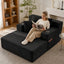 LLappuil Chaise Lounge Chair Indoor, Corduroy Boneless Sofa Bed with Cup Holder, Deep Seat Sleeper Couch Reading Chairs, Cloud Sofas Couches for Living Room, No Assembly Required Black