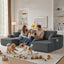 LLappuil 130" Sectional Sofa, U Shaped Modular Sectioanl Couch with Chaise, Boneless Corduroy Sofa Couch for Living Room, No Assembly Compression Sofa Gray