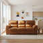 LLappuil 81" Mid-Century Modern Sofa, 3 Seat Sofa Cloud Couch for Living Room, Foil Fabric Light Brown