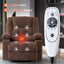 LLappuil Recliner Chair, 360° Swivel Massage Recliner Chair with Heat, Nursery Glider Rocker Manual Recliner Chair with Side Pocket, 2 Cup Holders, USB Charge Port for Living Room, Bedroom Brown