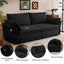 LLappuil Pull Out Sofa Bed Queen Size, 85" Loveseat Sofa with Movable Ottoman, USB Charging Port, Corduroy Sofa Couch Convertible Sofa Bed for Living Room Black