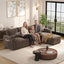 LLappuil 108" Sectional Sofa, Oversized Sectional Couch with Pull Out Sofa Bed, Chenille Sofa Couch Convertible Sofa Bed with Recliner Chair, Small Tabletop, Storage Chaise for Living Room