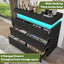 LLappuil TV Stand with Drawers, 6 Drawer Dresser for Bedroom, Chest of Drawers with LED Light Black