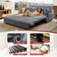 LLappuil Pull Out Sofa Bed Queen Size, 68" Loveseat Sofa with Bluetooth Speakers, USB Ports, Side Pockets, Corduroy Sofa Couch Convertible Sofa Bed for Living Room Gray