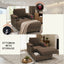 LLappuil Accent Chair with Storage Ottoman, Convertible Sofa Bed, Single Sofa Reading Chair with Reclining Backrest, Cup Holders, USB & Type-C Charging Port for Living Room Brown