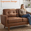 LLappuil 65" Loveseat Sofa, Love Seat Small Sofa Couch for Living Room, Bedroom, Compact Space, Foil Fabric Brown